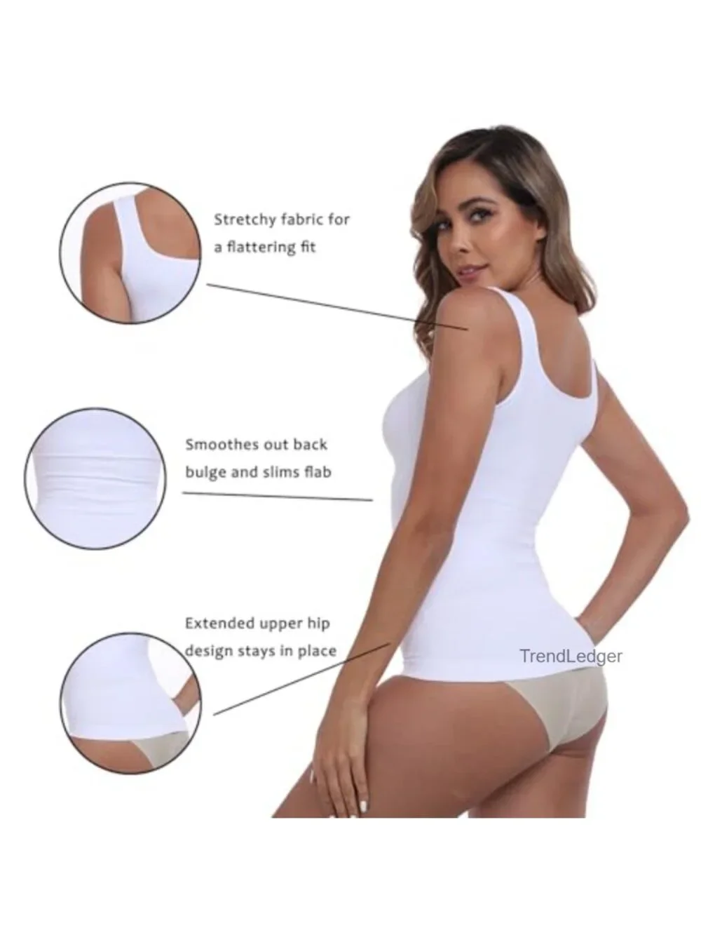 Women's Seamless Shapewear Tank Top Tummy Control Square Neck Compression